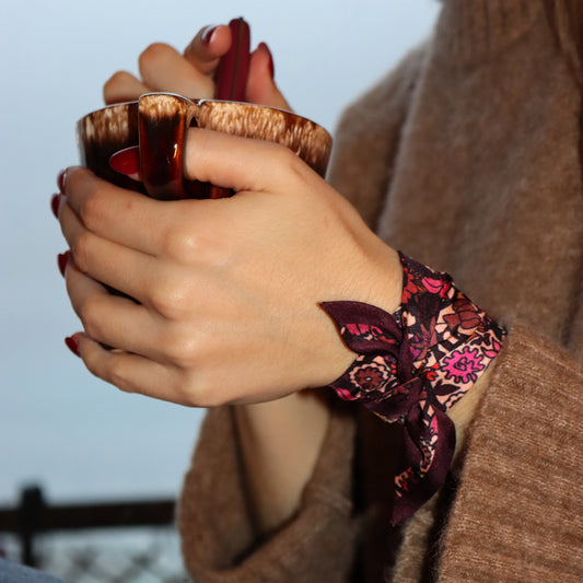 Bracelet Jardin en Fleurs - lie de vin