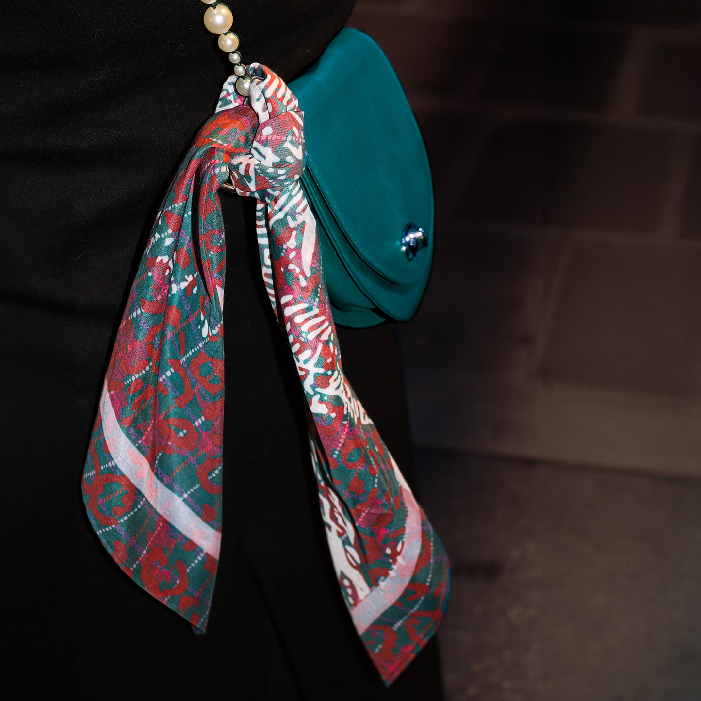 Foulard Léopard - Bleu canard