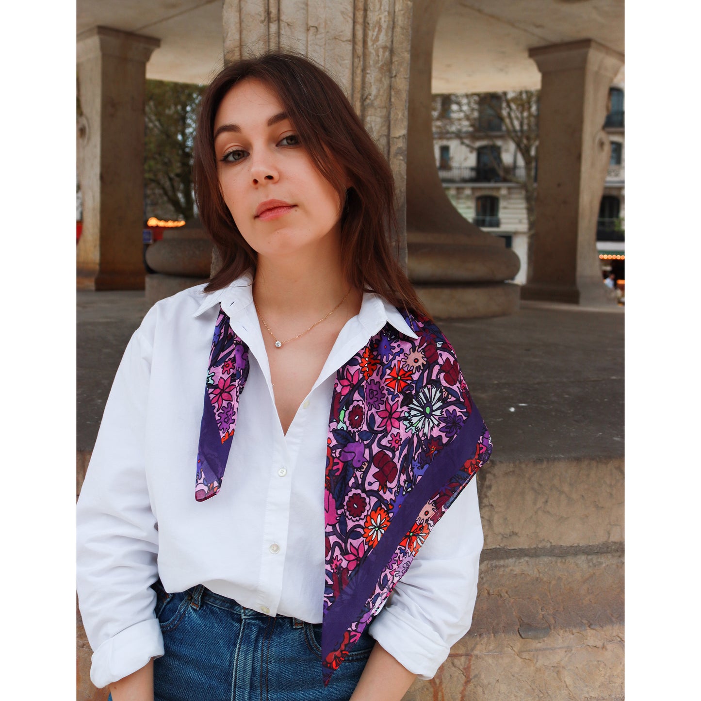 Foulard Jardin en fleurs - violet