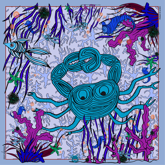 Foulard Crabe - bleu