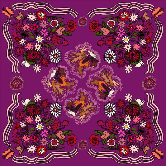 Foulard Jardin des chats - Amarante