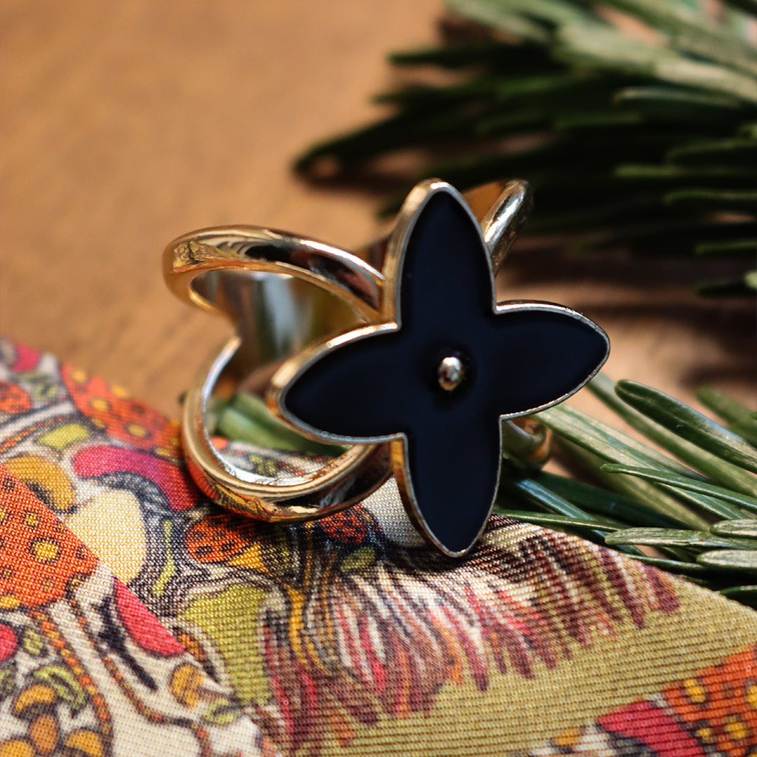 Anneau de foulard - Fleur Noire