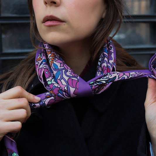 Foulard Jardin en fleurs - violet
