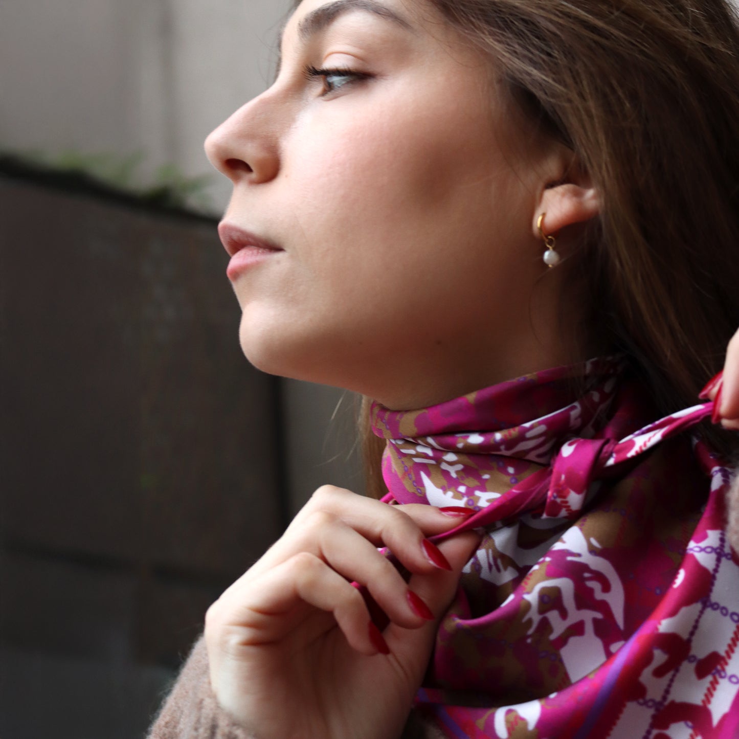 Foulard Leopard - Rose Marron