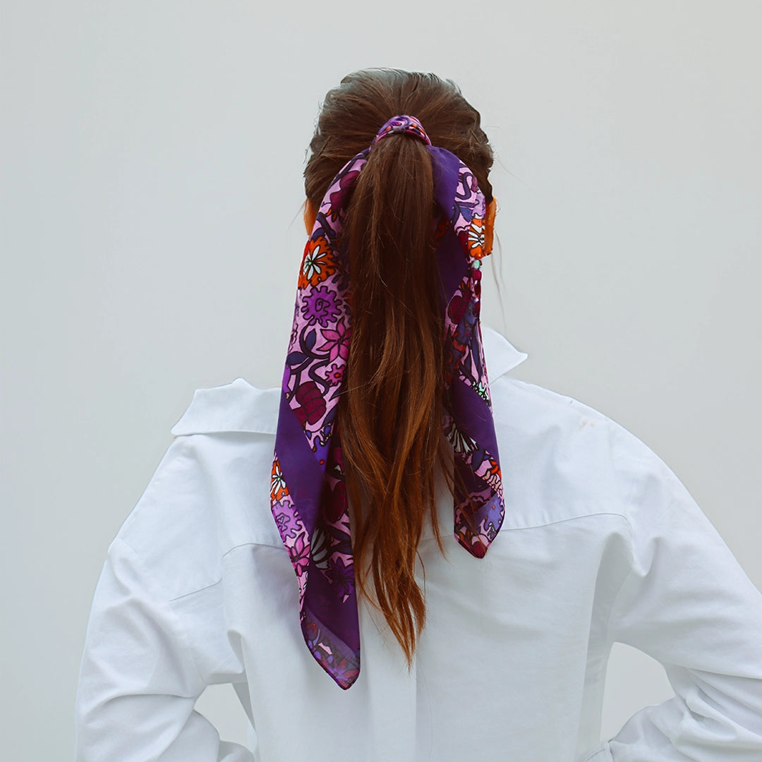 Foulard Jardin en fleurs - violet