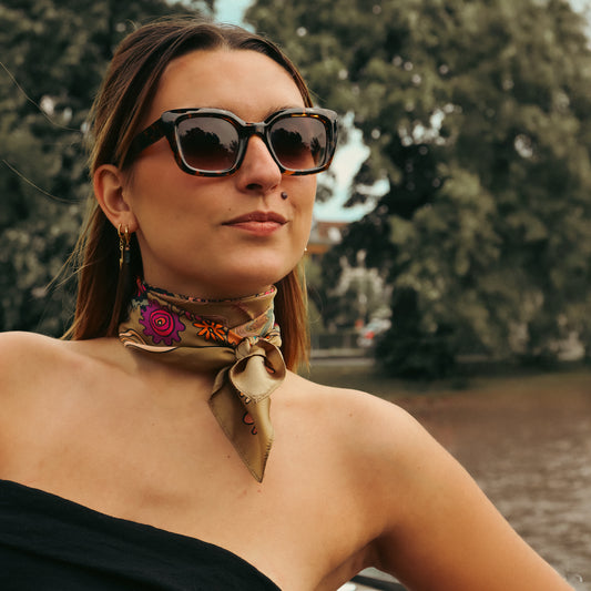 Foulard Jardin des Chats - Brun