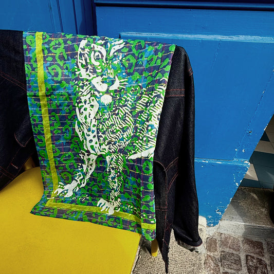 Foulard Léopard - Bleu & Vert