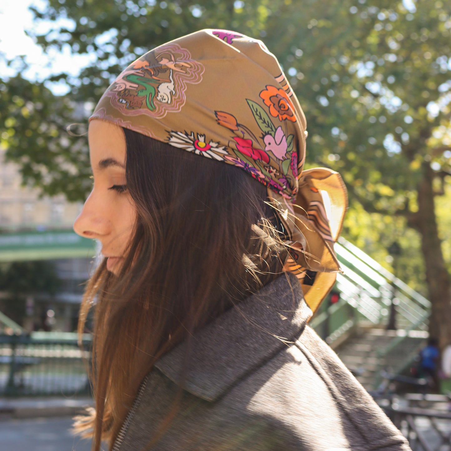 Foulard Jardin des Chats - Brun