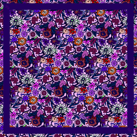 Foulard Jardin en fleurs - violet