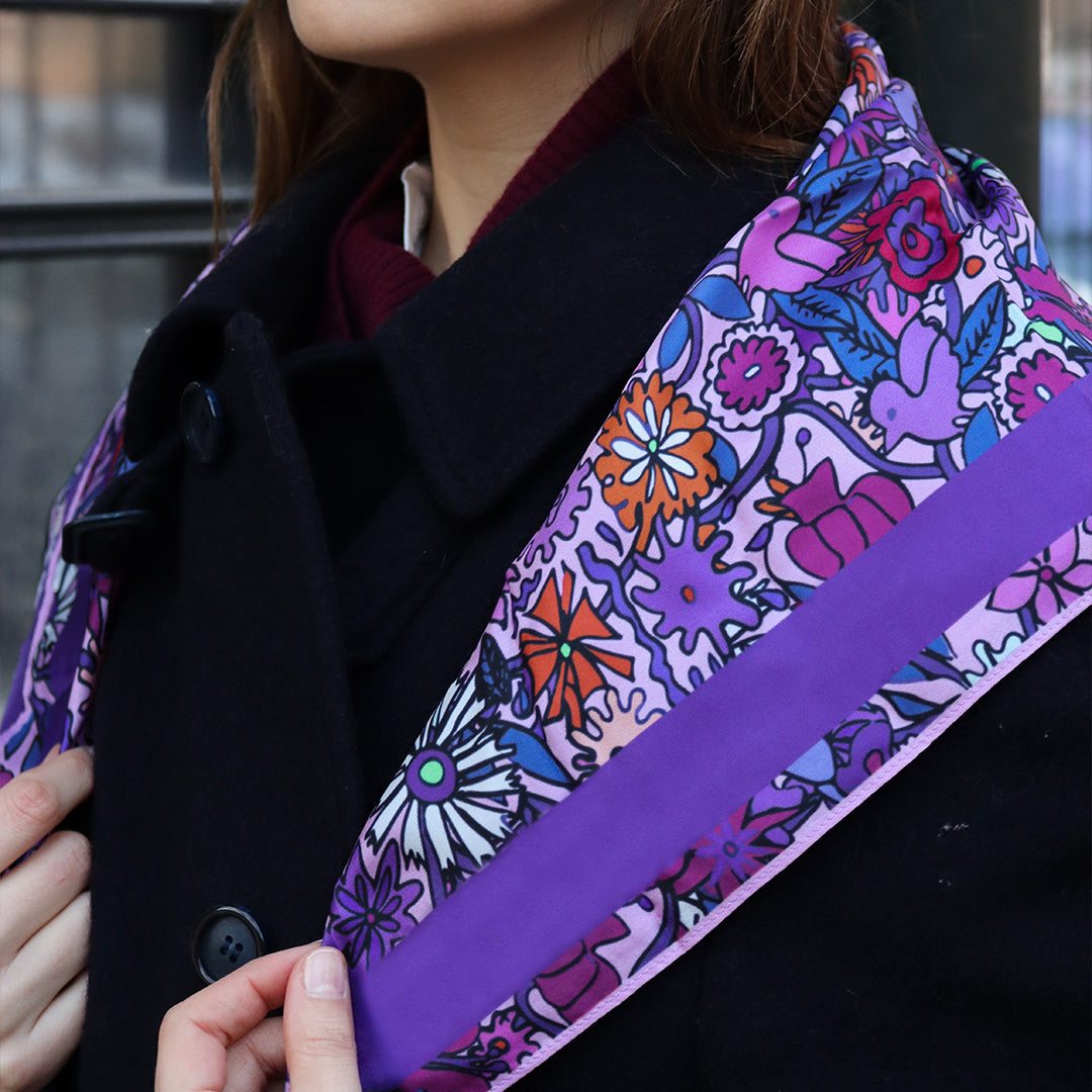 Foulard Jardin en fleurs - violet