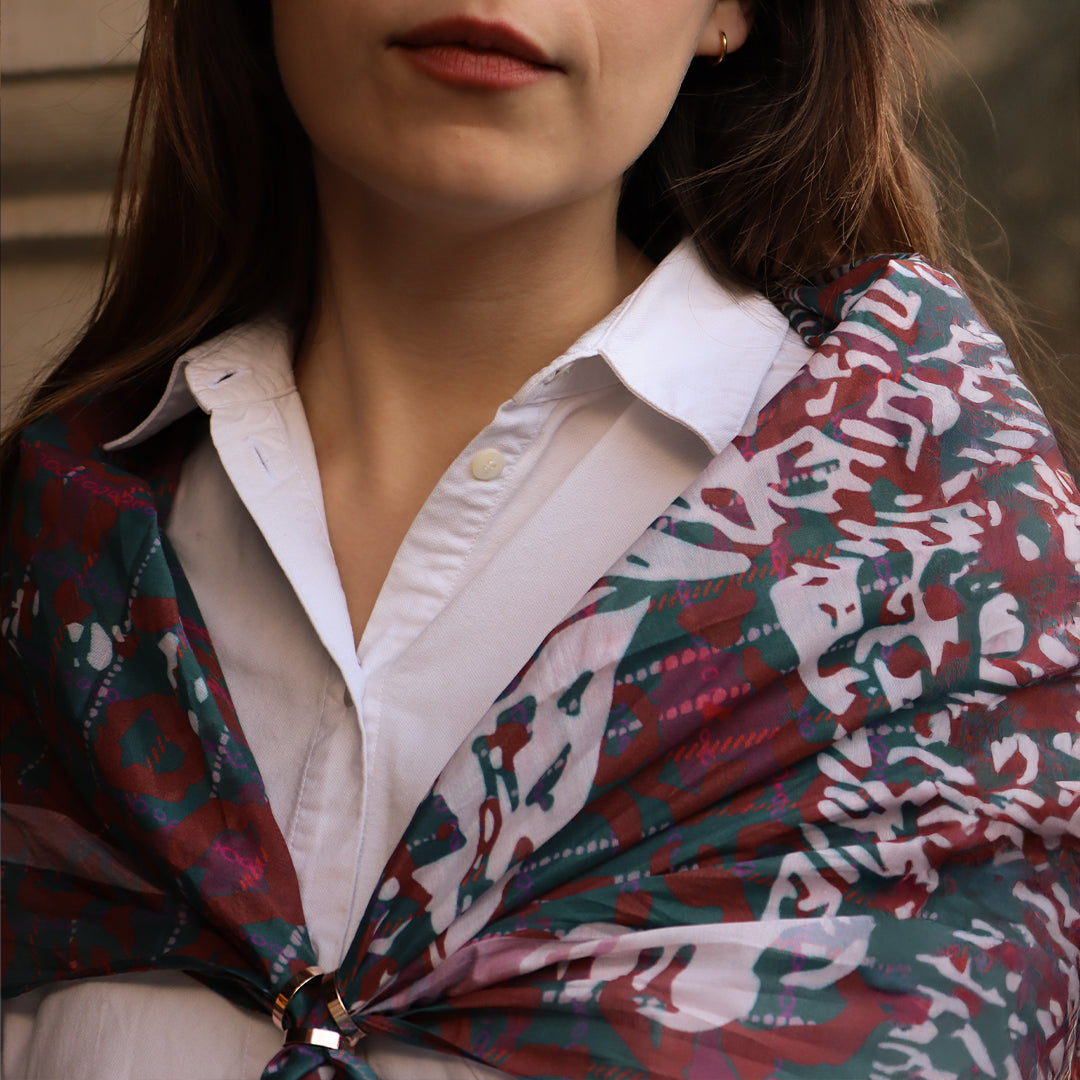 Foulard Léopard - Bleu canard