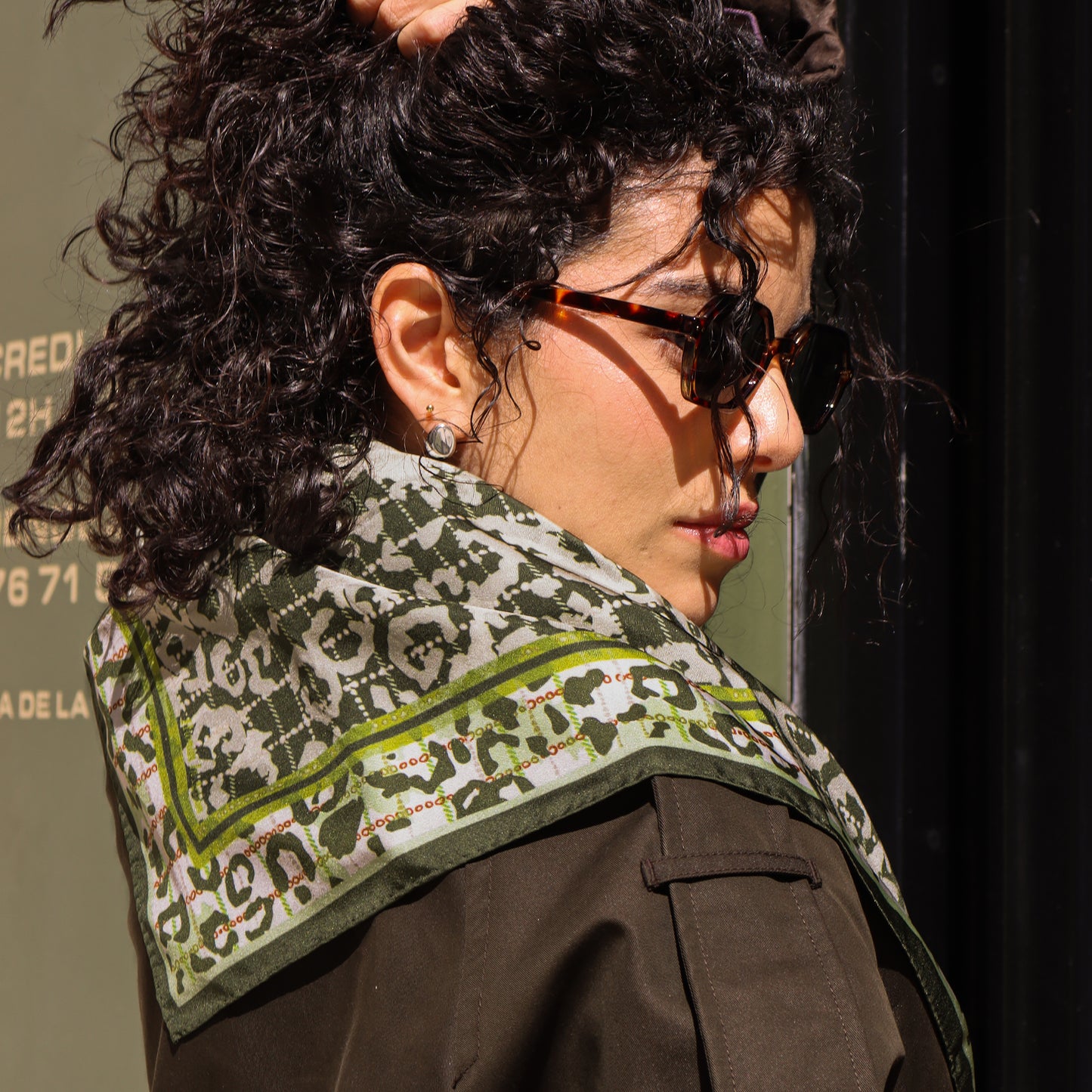 Foulard Leopard Print - Kaki