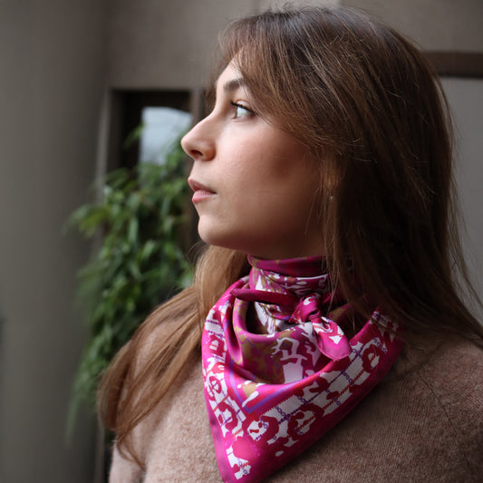 Foulard Leopard - Rose Marron