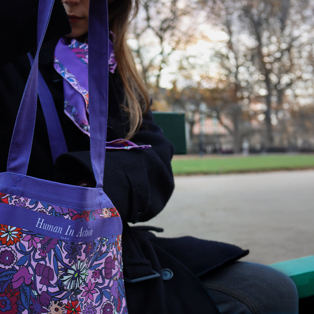 Shopper Bag Jardin en Fleurs Violet