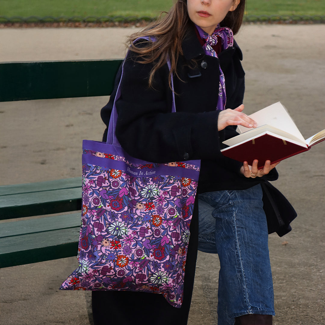 Shopper Bag Jardin en Fleurs Violet