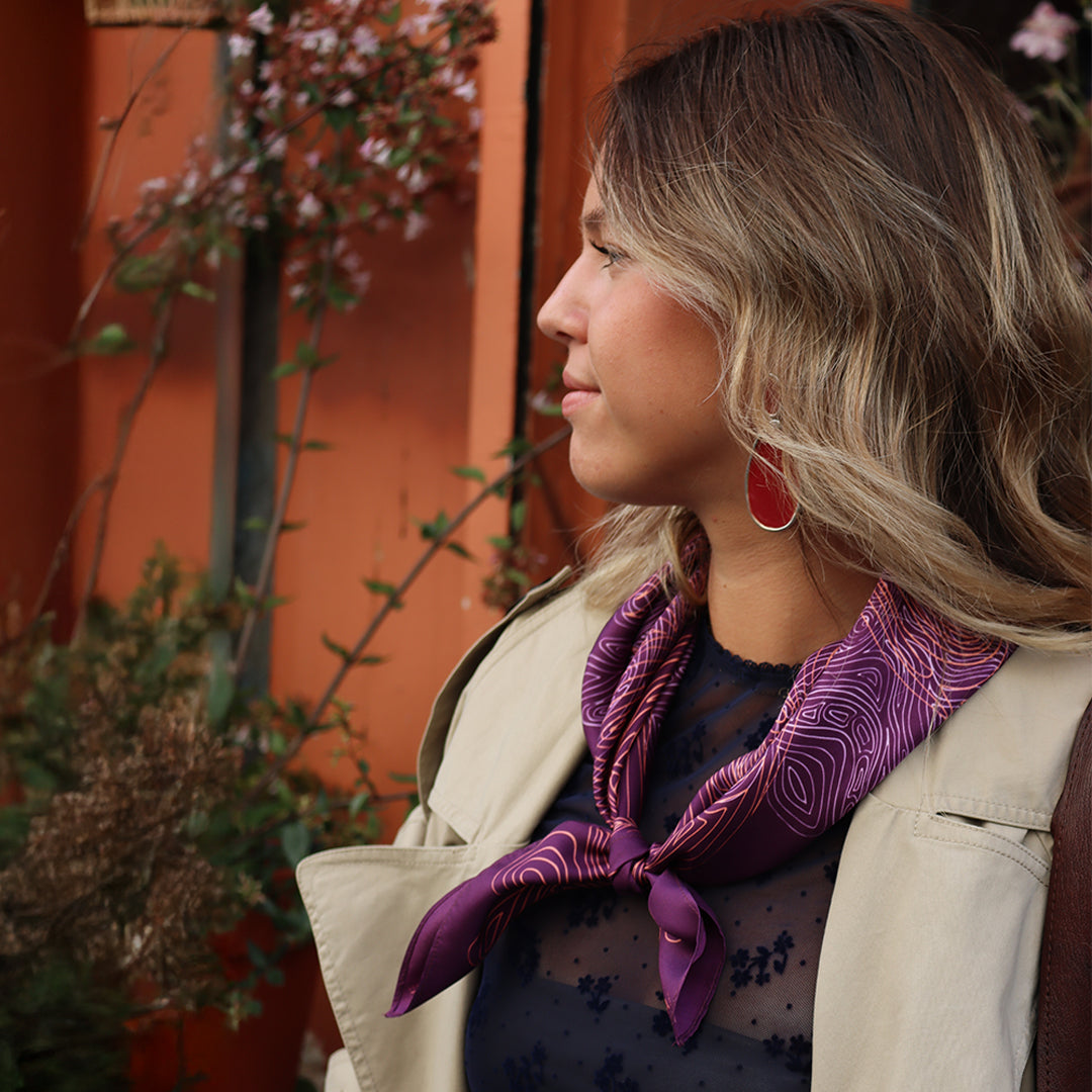 Foulard Pieuvre - Aubergine